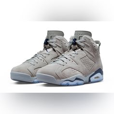 New, Worn Maybe Twice. Love 6s, Just Don’t Think I Will Ever Wear These. Excellent Condition, With Original Box. Style Ct8529-012 Colorway Magnet/College Navy Retail Price $200 Release Date 09/03/2022 Product Description The Air Jordan 6 Retro Georgetown 2022 Was Made Available In The Signature Colors Of The Hoyas Team. This Retro Air Jordan 6 Legacy Silhouette Makes Use Of A Gray Suede Upper With Perforated Detailing And A Huarache-Like Inner Sleeve. Contrasting Navy Accents Make Their Way To T Air Jordan Retro 6, Jordan 4 Fire Red, Jordan Retro 6, Air Jordan 6 Retro, Navy Accents, Jordan Grey, Jordan 6 Retro, Jordan 4s, Kicks Shoes