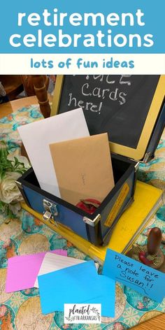 an open suitcase with some letters and post it notes on the table next to it