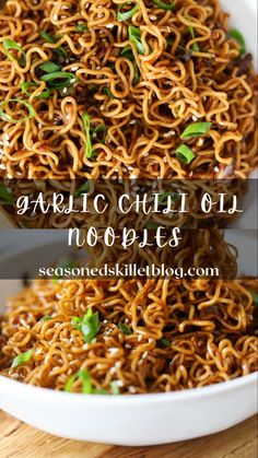 Garlic Chili Oil Noodles are one of the quickest, most insanely delicious ramen noodle recipes, tossed in a spicy garlic chili oil sauce and ready in less than 15-minutes! With a garnish of sliced green onions and sesame seeds, these garlicky noodles will definitely be in the number one spot for a quick and easy meal! Crispy Garlic Noodles, Recipes With Chili Crunch, Sesame Seed Oil Recipes, Honey Garlic Ramen, Spicy Garlic Noodles Recipe, Ramen Noodle Sauce, Garlic Ramen Noodle Recipes, Honey Garlic Ramen Noodles, Chili Lime Noodles