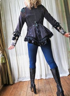 Gothic victorian military inspired handmade reworked embroidered velvet coat jacket. Made by myself, Nathalie van Breda.  Not new but in good condition. I use vintage and new materials to create fashion.  Unique! See photos.  Fits a size S.  Any questions? please ask me before purchase. Thank you.  Item is shipped from Holland WITH a track and trace number. Gothic Long Sleeve Velvet Outerwear, Velvet Costume Outerwear For Fall, Winter Velvet Costume Outerwear, Winter Velvet Outerwear, Long Sleeve Velvet Costume Outerwear, Long Sleeve Velvet Outerwear For Costume, Velvet Outerwear For Costume, Embroidered Costume Outerwear For Fall, Steampunk Fitted Outerwear For Festivals