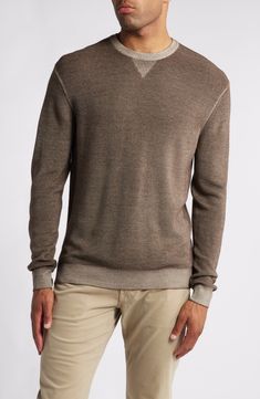 This crewneck sweater perfectly blends casual and elevated style with its contrasting ribbed trim and luxurious merino wool fabrication. 26 1/2" length (size Medium) Crewneck Long sleeves Ribbed cuffs and hem 100% merino wool Hand wash, dry flat Imported Brown Merino Wool Knit Sweater, Merino Wool Long Sleeve Sweatshirt, Brown Merino Wool Sweater With Ribbed Collar, Brown Merino Wool Crew Neck Sweater, Mens Sweaters L.l.bean, Elevated Style, Merino Wool Sweater, Favorite Daughter, Maternity Shops