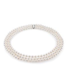 This 6.5-7mm white freshwater pearl necklace is certain to grab the attention of anyone who sees this beauty. This pearl necklace is compiled of three high-quality strands of hand picked white freshwater pearls with 'Very High' grade luster, our highest grade available. The pearl color on this strand is white and the necklace comes affixed with a beautiful clasp. 

Upgrade to larger size pearls available. Pet Memorial Necklace, Akoya Pearl Necklace, Pearl Strands Necklace, Cuff Bracelets Handmade, Urn Jewelry, Cultured Pearl Necklace, Buy Necklace, Freshwater Pearl Necklace, White Freshwater Pearl