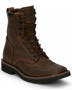 Justin Mens Stampede Lace-Up Work Boots - Soft Toe, Brown Ranch Boots, Brown Work Boots, Durango Boots, Western Work, Boot Barn, Rugged Leather, Boot Companies, Tony Lama, Leather Trench