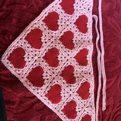 Crochet heart bandana #crochetaccessories Crochet Heart Accessories, Crochet Heart Bandana, Crochet Bandanas, Bandana Crochet, Valentine's Day Crochet, Headbands Crochet, Heart Headband, Crochet Bandana, Heart Accessories