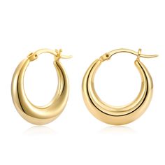 PRICES MAY VARY. ✦ CHUNKY HOOP EARRINGS - These small hoop earrings feature a chunky round design. Made of high quality stainless steel, they are sturdy and incredibly lightweight (single 0.09oz), great for sensitive ears. The hoops are beautifully crafted with secure and durable clasps to ensure a longer wearing experience. ✦ PREMIUM QUALITY - These thick hoop earrings are plated in 14K gold ensuring a long-lasting finish that is nickel free, lead free, and hypoallergenic. With an excellent pol Mini Hoop Earrings Gold, Earrings Women Gold, Gold Hoops Amazon, Gold Hoop Earrings Amazon, Gold Hope Earrings Aesthetic, Beautiful Gold Jewelry, Cute Small Jewelry, Hold Hoops Earrings, Gold Thick Hoop Earrings