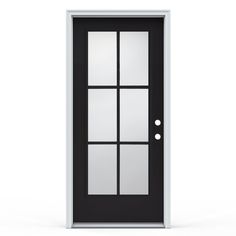 a black and white door on a white background with no people or objects around it