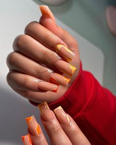 Brunt Orange Nail Design, Orange Acrylic Nails, Nails Collection, Henna Nails, Queen Nails, Simple Gel Nails, Simple Acrylic Nails