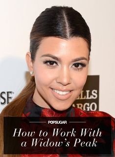 V Hairline, Widow's Peak Hairstyles Women, Kourtney Kardashian Makeup, Widows Peak Hairstyles, Women Haircuts Long, Widows Peak, Widow's Peak, Athletic Hairstyles, Heart Face Shape