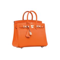 AN ORANGE H EPSOM LEATHER BIRKIN 25 WITH PALLADIUM HARDWARE | HERMÈS, 2007 | 21st Century, bags | Christie's Hermes Bags Birkin, Birkin Crocodile, Bags Birkin, Orange Things, Trajes Kylie Jenner, Bag Closet, Hermes Kelly Bag