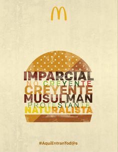 a hamburger with the words'impacitali crevente grezente musulian'in multicolored letters