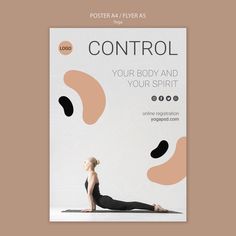 a woman is doing yoga on the cover of a book control your body and your spirit