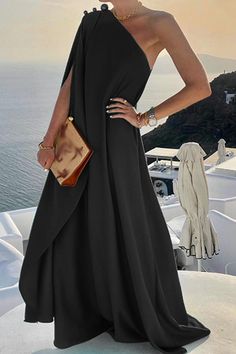 Details: Material: Polyester Style: Casual Pattern Type: Solid Element: Patchwork Neckline: One Shoulder Silhouette: Straight Sleeve Style: Off The Shoulder Sleeve Length: Sleeveless Dresses Length: Floor Length Fit Type: Loose Type: Solid Color Size(in) Bust Waist Hips Dresses Length S 35.8 39.8 45.7 55.9 M 37.4 41.3 47.2 56.3 L 39 42.9 48.8 56.7 XL 40.6 44.5 50.4 57.1 Tips:Due to the many variations in monitors. the color in the image could look slightly different. please take physical design Summer Chique, Fashion Boho Chic, Button Maxi Dress, Dress Smart, Midi Party Dress, Mother Of The Bride Gown, Bride Gown, Trends 2025