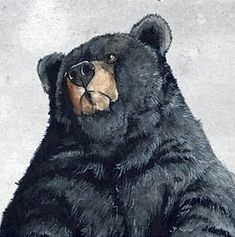 a painting of a black bear sitting down