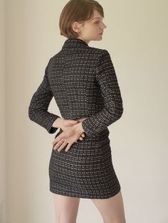 This is a unique jacket that has a luxurious mood when worn. This jacket is made of polyester. Wear yours with a mini skirt or tailored pants. - Feminine style classic tweed jacket - Buttons and pockets detail - Slim fit with a cropped length Chic Fitted Tweed Jacket, Chic Tailored Long Sleeve Tweed Jacket, Chic Fitted Tweed Jacket With Long Sleeves, Chic Fitted Tweed Jacket For Office, Chic Fitted Tweed Blazer, Chic Fitted Long Sleeve Tweed Jacket, Chic Tailored Tweed Jacket For Business Casual, Chic Long Sleeve Tweed Jacket For Office, Fitted Tweed Blazer With Long Sleeves