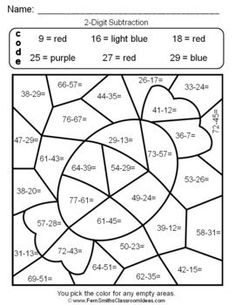 the color by number worksheet for students to practice addition and subtraction