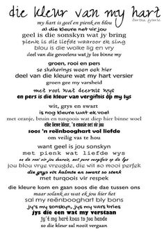 a poem written in black and white with the words'dieleur van my heart '