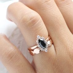 Halo Marquise, Wide Wedding Bands, Black Diamond Studs, Halo Diamond Earrings, Black Diamond Earrings, Alternative Engagement Ring, Diamond Stacks, Oval Stud Earrings, Diamond Stacking Rings