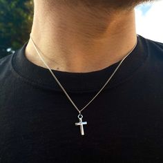 925 Sterling Silver Crucifix Pendant on Stainless Steel 1.5mm Chain The chain length is 20", please message us if you would like a different length of leave a note in the personalisation section. ✔️Sterling silver Plated with a White Gold Finish ✔️100% Nickel free - Ideal for daily wear. ✔️5 Times plated to guarantee quality & lasting finish. ✔️LIFETIME WARRANTY! Love them or get your money back. No questions asked! Please select gift wrapping to receive in a luxury wrapped jewellery box. DESIGN Silver Cross Necklace Mens, Silver Cross Necklace With Curb Chain For Gift, Everyday Silver Crucifix Jewelry, Silver Crucifix Jewelry For Everyday Wear, Sterling Silver Cross Necklace With Box Chain, Silver Cross Necklace With Curb Chain, Cross Necklace Aesthetic Men, Minimalist Sterling Silver Necklace For Father's Day, Sterling Silver Crucifix Necklace With Box Chain