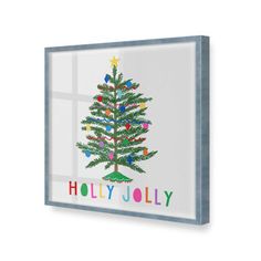 ring festive cheer to your home with this Holly Jolly Christmas Tree art print. Featuring a charming tree adorned with bright ornaments and garlands, topped with a star, this artwork captures the joy of the holiday season. The cheerful "Holly Jolly" text beneath the tree adds a welcoming touch, perfect for spreading holiday spirit throughout your space. Whether displayed in the living room, entryway, or dining area, this print adds a colorful and joyful element to your seasonal decor. Frametoli… Bright Ornaments, Colorful Ornaments, Christmas Tree Tops, Christmas Tree Print, Christmas Tree Art, Watercolor Christmas Cards, Holly Jolly Christmas, Living Room Entryway, Jolly Christmas