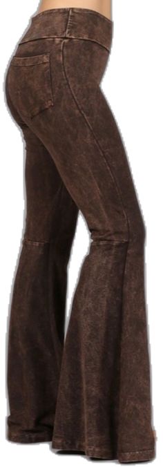 Casual Wide-leg Non-stretch Leather Pants, Mid-rise Brown Wide Leg Pants For Fall, Chic Brown Mid-rise Bottoms, Casual Stretch Wide Leg Leather Pants, Chic Brown Flare Pants, Casual Stretch Leather Trousers, Spring Brown Flare Bottoms, Brown Flared Cotton Pants, Casual Stretch Leather Pants