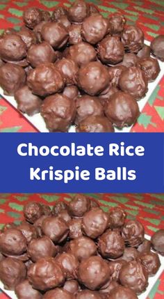 chocolate rice krispie balls on a plate