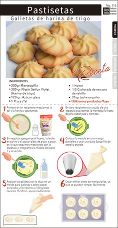 the instructions for making cookies are shown in spanish