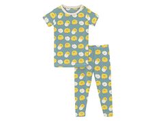 Kickee Pants Kids Short Sleeve Pajama Set (Big Kids) - Kid's Pajama Sets : Jade Peep Peeps : Get comfy and cozy for bedtime in the Kickee Pants Kids Short Sleeve Sport Pajama Set. Sold as a shirt and pants set with lifeguard print all over pants and graphic on shirt. Crew neck. Short sleeves. Straight hemline. Elastic waistband. Long pajama pants. 95% viscose, 5% spandex. Machine wash, tumble dry. Imported. Measurements: Length: 19 in Waist Measurement: 20 in Outseam: 26 in Inseam: 18 in Front R Long Pajama Pants, Coordinating Patterns, Cute As A Button, Best Pajamas, Kickee Pants, Cute Pajamas, Night Owl, Kids Pants, Kids Pajamas