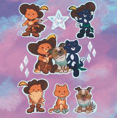 various stickers with different animals on them