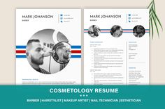 a professional resume template with headphones on it and the words, cosmetology resume