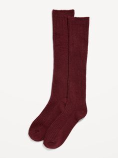 knee-high length ribbed Classic Red Socks For Winter, Red Casual Knee-high Socks For Winter, Red Casual Knee-high Winter Socks, Casual Red Knee-high Socks For Winter, Classic Mid-calf Fall Socks, Fitted Red Knee-high Socks, Cozy Red Socks For Fall, Casual Red Fitted Knee-high Socks, Solid Knee-high Socks For Fall