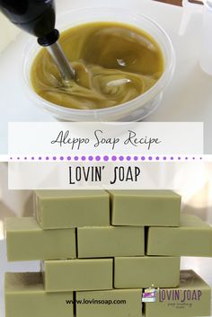 soap bars are stacked on top of each other with the words lovin'joap above them