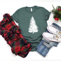 Cheer Shirts, Christmas Tree Shirt, Winter Shirts, Tree Shirt, Family Christmas Shirts, Holiday Shirt, Wonderful Time Of The Year, Adulting Shirts, Plain Shirts