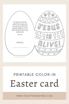 an easter egg with the words, printable color - in easter card