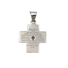 Pray pendant necklace with Ave Maria pray Hail Mary in Spanish Baptism pendant with payer baptism jewelry baptism gift first communion gift Beautiful .925 silver cross pendant with the Ave Maria prayer engraved. This necklace could make a great baptism gift for a baby, or a toddler. The cross pendant comes with a delicate 15in (40cm) figaro chain 0 by 1 caliber 35mm of 0.925 silver with lobster clasp. Item Overview *Handmade *Made in Mexico *Ships from CA, USA Item Details *Cross Height: 0.86in Hail Mary In Spanish, Ave Maria Prayer, First Communion Gifts, Silver Cross Pendant, Communion Gifts, Hail Mary, Figaro Chain, Baptism Gifts, Silver Cross