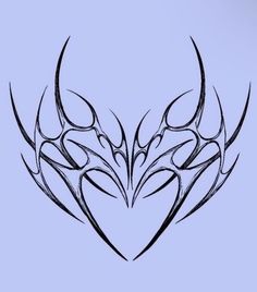 an artistic tattoo design on a blue background with black lines in the shape of a heart