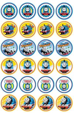 thomas the tank engine cupcake toppers for birthdays and baby shower parties, set of 12