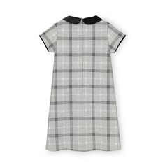 This special short sleeve dress combines the comfort of our luxurious organic cotton ponte knit with classic tailored details. Features a velvet peter pan collar, velvet piping, decorative buttons at the front, and a zipper down the center back for easy dressing. Looks so sweet paired with some tights and dress shoes! 64% Organic Cotton, 32% Polyester, 4% Spandex, exclusive of trims. Garment is OCS-Certified. Learn more about our certifications here. Black velvet trim at collar and piping. Decorative buttons at front yoke detail. Zipper closure down center back. Machine washable. Tights And Dress, Velvet Collar, Ponte Dress, Gauze Dress, Hooded Dress, Special Dresses, Easy Dressing, Velvet Trim, Decorative Buttons