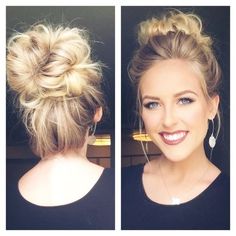 Best/Easiest Messy Bun I have ever learned to do! Easy, for any hair type. I have done this on my best friend who has thinner hair, I have done this hairstyl... Cute Messy Buns, Chignon Updo, Messy Bun Hairstyles, Work Hairstyles, Messy Hair, Great Hair, Hair Dos, Messy Hairstyles, Length Hair