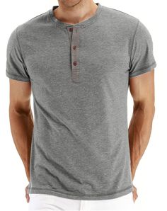 PRICES MAY VARY. Material: 95% Cotton, 5% Spandex.Soft and comfortable to your skin,suit for daily wear or work. Model size M. Model information(Height:185cm,Weight:183Ib,chest:102cm).This slim fit shirts is US SIZE.Has various colors that you can mix with stylish denim shorts or casual pants for the daily look. This Short sleeve Henley T-shirts has a round neckline and Three Buttons Design,Solid color t-shirts and brings you simple & effortless style along with comfort with suit for any casual Male Tops, Short Sleeve Henley, Look Casual Chic, Mens Henley, Vintage T Shirts, Marlon Brando, Korean Casual, James Dean, Moda Vintage