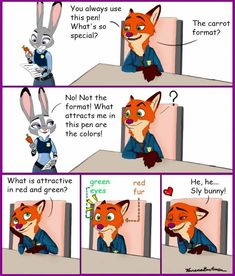 a comic strip with an image of a fox and rabbit