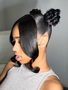 Curly Hair Formal Styles, Two Ponytail Hairstyles, Quick Curly Hairstyles, Cute Ponytail Hairstyles, Hair Frontal, Weave Ponytail Hairstyles, Cute Ponytails, Quick Weave Hairstyles, Quick Braided Hairstyles