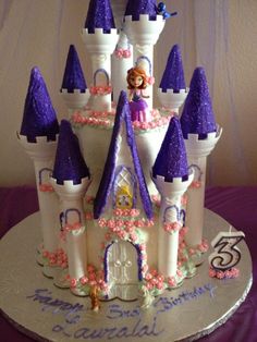 the birthday cake is decorated like a princess's castle