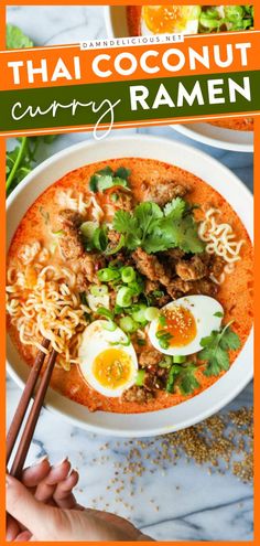 THAI COCONUT CURRY RAMEN, comfort food recipes, dinner ideas for tonight Chicken Buddha Bowls, Coconut Curry Ramen, Thai Red Curry Noodle Soup, Koreansk Mad, Red Curry Noodle Soup, Curry Noodle Soup, Coconut Broth, Thai Coconut Curry, Curry Coconut