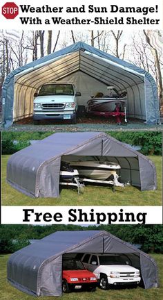 two pictures showing different types of garage covers