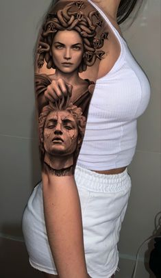 a woman with a tattoo on her arm