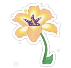 a drawing of a yellow flower on a white background