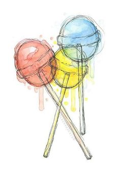 two colorful lollipops sitting on top of each other