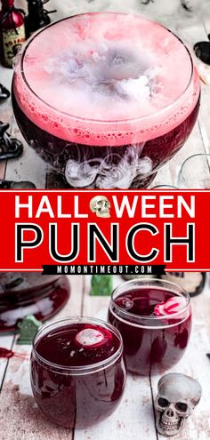 Surprise your guests with this Halloween punch idea! It's an easy Halloween recipe that you can dress up with festive decorations. Feel free to keep this party punch a kid-friendly drink without alcohol, or turn it into a fun alcoholic drink for a party! Halloween Theme Mixed Drinks, Halloween Food Ideas Crockpot, Dry Ice Cocktails Halloween Drinks, Big Batch Halloween Cocktails, Samhain Tea, October Cocktails, Heathly Drinks, Halloween Alcoholic Drinks, Halloween Punch Bowl