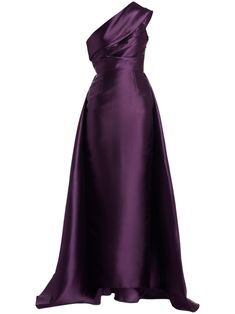 Solace London Charo Gown | Purple | FARFETCH Dark Purple Dress Formal, Purple Dress Formal, Gown Purple, Dark Purple Dresses, Solace London, One Shoulder Gown, Sleeveless Gown, Wardrobe Edit, Purple Satin