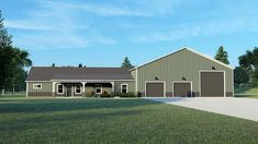 this is an artist's rendering of a two - story barn with garages